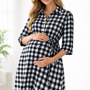 Isabella Oliver for A Pea in the Pod Black and White Plaid Maternity Mini Dress